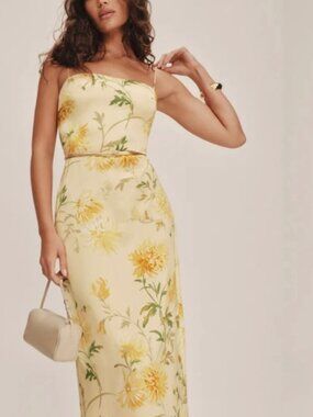 Reformation Frankie Silk Dress in Honey Glow